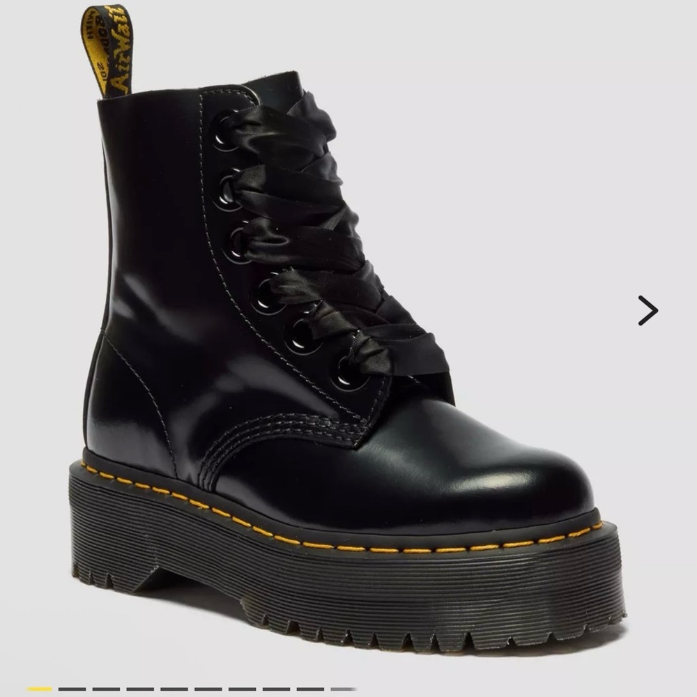 Dr. Martens Molly Leather Black Platform Boots